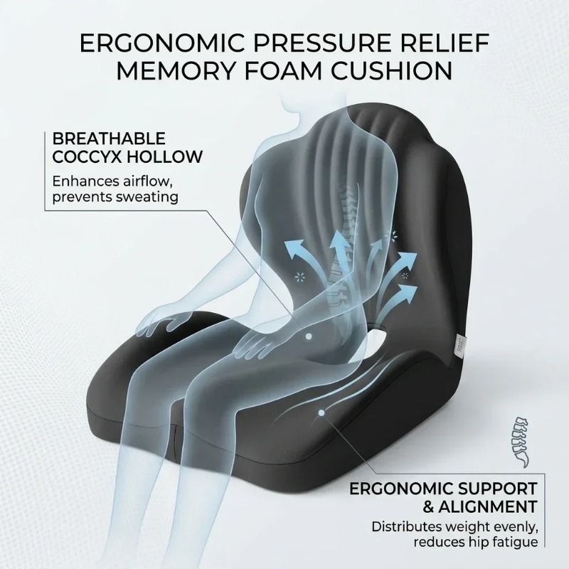 엉치뼈 지지 쿠션, 메모리폼 소재, 인체공학적 디자인, - Posture Corrector Back 리뷰 및 가격